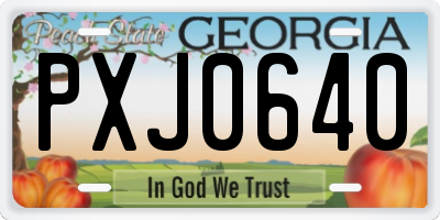 GA license plate PXJ0640