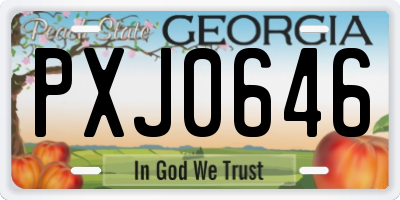 GA license plate PXJ0646