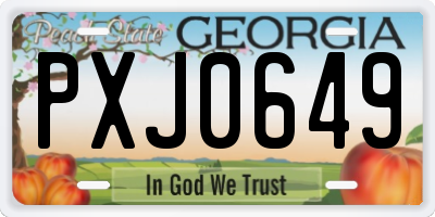 GA license plate PXJ0649