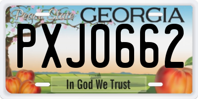 GA license plate PXJ0662