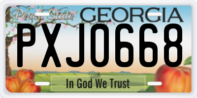 GA license plate PXJ0668