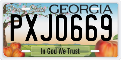 GA license plate PXJ0669