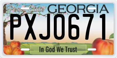 GA license plate PXJ0671