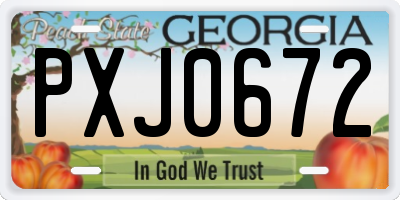 GA license plate PXJ0672