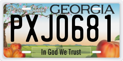 GA license plate PXJ0681