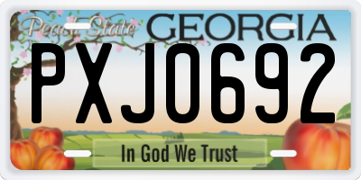 GA license plate PXJ0692