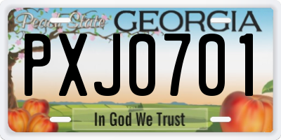 GA license plate PXJ0701
