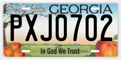 GA license plate PXJ0702