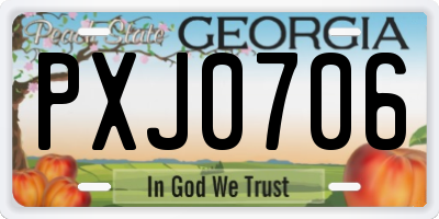 GA license plate PXJ0706