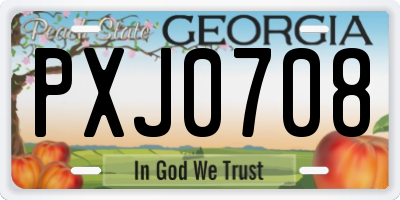 GA license plate PXJ0708