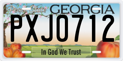 GA license plate PXJ0712