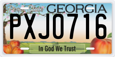 GA license plate PXJ0716