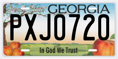 GA license plate PXJ0720