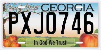 GA license plate PXJ0746