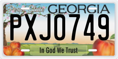 GA license plate PXJ0749