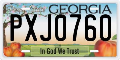 GA license plate PXJ0760