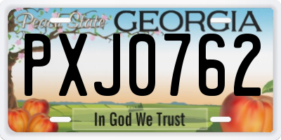 GA license plate PXJ0762
