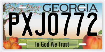 GA license plate PXJ0772