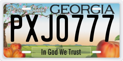 GA license plate PXJ0777