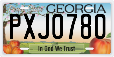 GA license plate PXJ0780