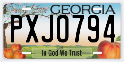 GA license plate PXJ0794