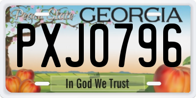 GA license plate PXJ0796
