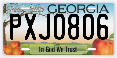 GA license plate PXJ0806