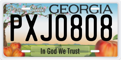 GA license plate PXJ0808