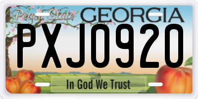 GA license plate PXJ0920