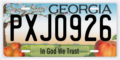 GA license plate PXJ0926
