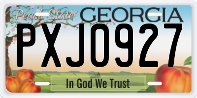 GA license plate PXJ0927