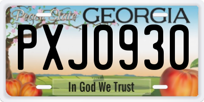 GA license plate PXJ0930