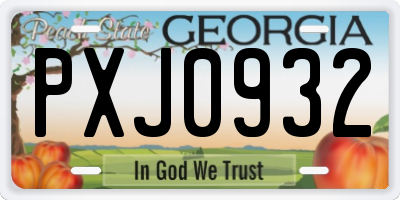 GA license plate PXJ0932
