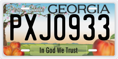 GA license plate PXJ0933