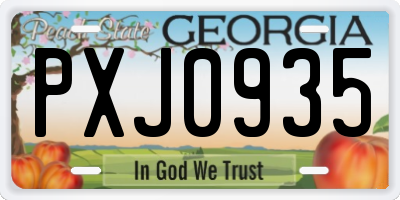 GA license plate PXJ0935