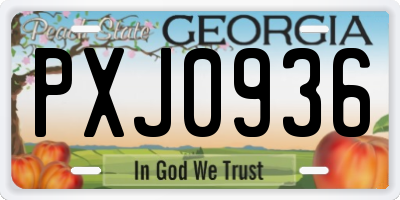GA license plate PXJ0936