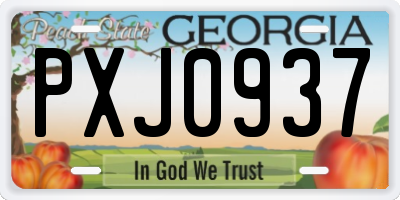 GA license plate PXJ0937