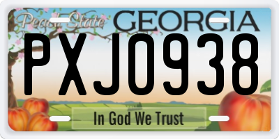 GA license plate PXJ0938