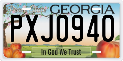 GA license plate PXJ0940