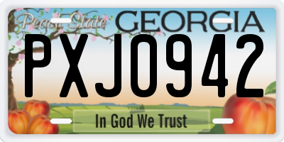 GA license plate PXJ0942