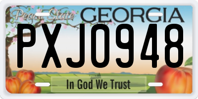 GA license plate PXJ0948