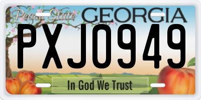 GA license plate PXJ0949