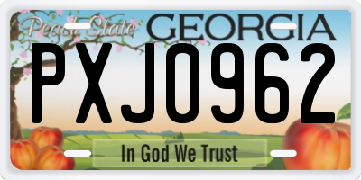 GA license plate PXJ0962