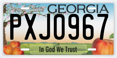 GA license plate PXJ0967