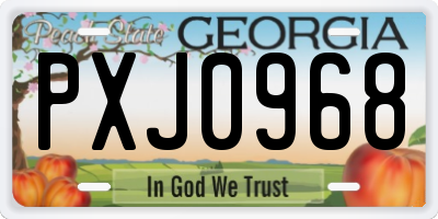 GA license plate PXJ0968