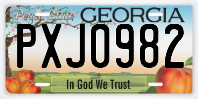 GA license plate PXJ0982