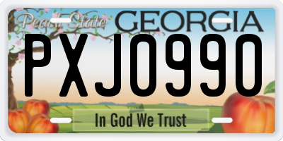 GA license plate PXJ0990