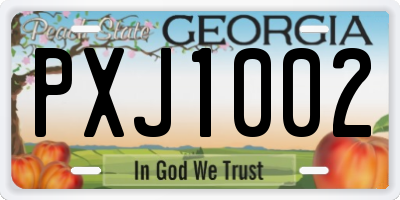 GA license plate PXJ1002