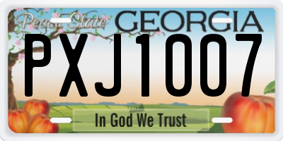 GA license plate PXJ1007