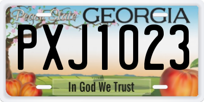 GA license plate PXJ1023